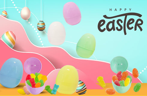 150-Pack, 2.25" The Dreidel Company Fillable Easter Eggs Pastel Colorful Bright Plastic Easter Eggs with Hinge, Perfect