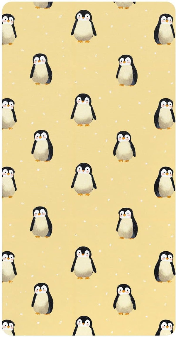 miaozhen Cotton Crib Sheets for Baby Boys Girls Soft Comfy Cute Animal Penguin
