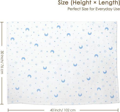 30x40 inches, Star Moon Baby Blankets for Boys Girls, Soft Nursery Minky Blankets with Muslin and Dotted Fleece Back