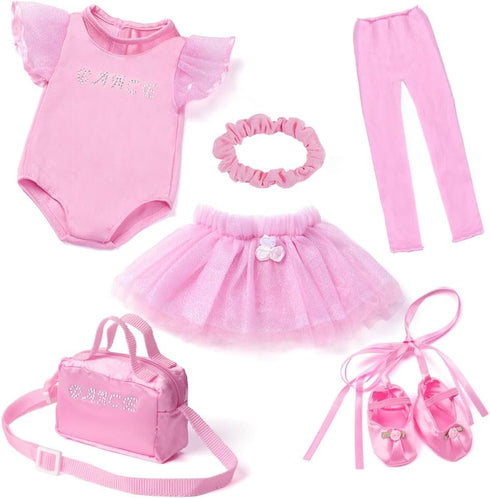 18 Inch Doll Clothes Accessories - Ballet Ballerina Dress Set for 18" Doll with Pink Leotard & Tights