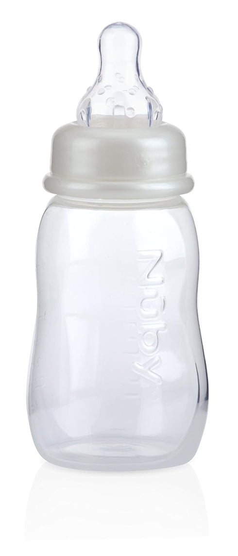 1 Count (Pack 1), Nuby Standard Neck Tinted Feeding Nurser, of Colors May Vary