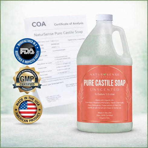 100% 64 Oz/Half-Gallon (Pack 1) NTRSNS NaturSense Pure Castile Soap. Unscented, made with Certified Organic Oils