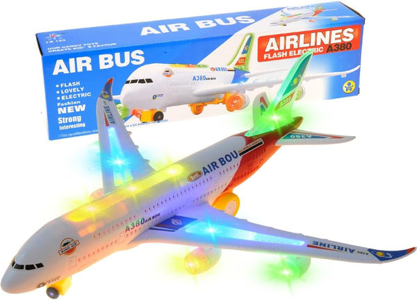 PowerTRC Kids Airplane Toys, Bump & Go Action Airplane with LED Light and Music, Gift for Boys Girls Ages 3-12