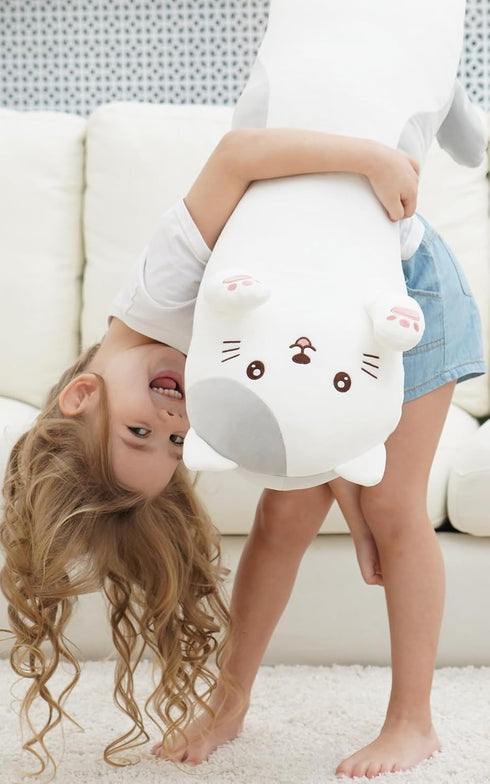 36" Dalmao Cat Stuffed Animal, Soft Long Pillow Cute Cartoon Kitten Plush Body Pillow, Giant Large Big Jumbo Cat