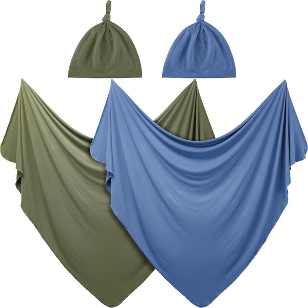 JaGely 2 Pcs Stretchy Baby Swaddle Blankets Set Extra Soft 47" x