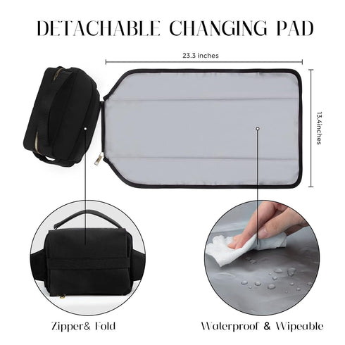 Pack, printe Small Diaper Bag with Portable Changing Pad, Crossbody Women Waist Bag with Wipes Pocket for Travel