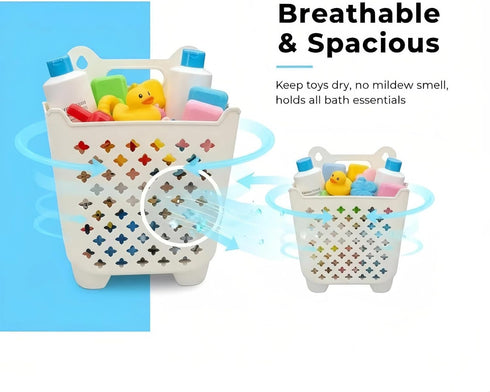 MAOUDA Bath Toy Bin, Stand Up Bath Toy Storage, Foldable Bath Toy Holder for Bathtub, Quick Drain Drying Shower Toy