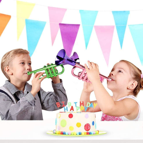 13 Inch Set 5, ArtCreativity Metallic Trumpets, of Fun Plastic Musical Instruments Noise Makers for Parties and Events