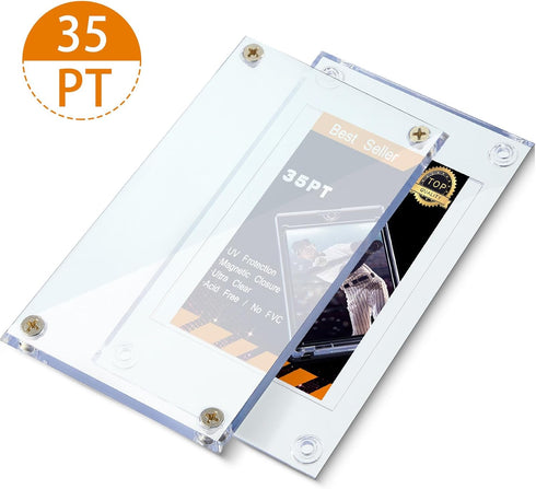 15 35 Pieces Acrylic Card Holder Screw Trading Card Protector PT Clear Protectors for Baseball Football Sports Game