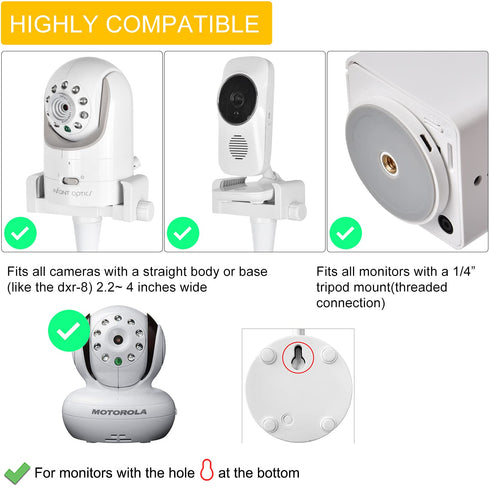 iTODOS Baby Monitor Floor Stand Holder for Infant Optics DXR-8 Pro, Nanit Pro, Motorola, VAVA, Safety Design