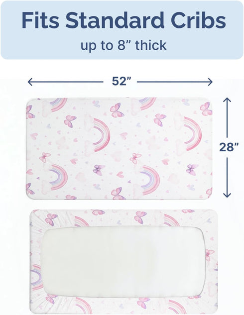 Pack 2 52x28x8in Baby Crib Sheets for Boys & Girls - of Fitted Microfiber Crib Sheets for Standard Crib & Toddler