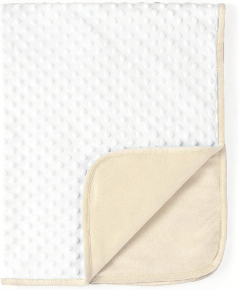 30x40 Inches CREVENT Minky Baby Blanket for Girls Boys, Soft Plush Receiving Blanket for Newborns - (Beige + White)
