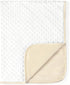 30x40 Inches CREVENT Minky Baby Blanket for Girls Boys, Soft Plush Receiving Blanket for Newborns - (Beige + White)