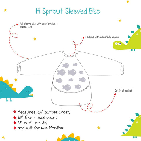 Infant Toddler Baby Waterproof Sleeved Bib - Bib with Sleeves & Pocket for 6-24 Months