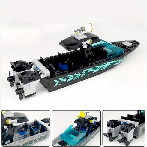 Podafu Sets, City Coast Guard Boat and Ships Building Blocks Police Boat, Rescue Boat, Guard Boat, Patrol Boats