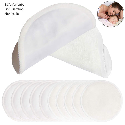 (10 Pack) 4.7 inch PINOWU Reusable Nursing Pads for Breastfeeding Moms - Washable Breastfeeding Nipple Pad
