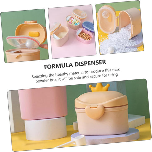 PERSELOSO 5.31X5.31X3.93 Inch Portable Milk Powder Box Formula Dispenser with Airtight Seal and Separate Spoon Precise