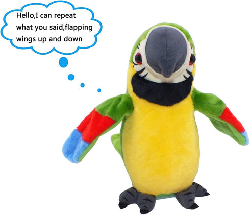 Vincilee Talking Parrot Toy, Repeat What You Say Mimicry Plush Interactive Buddy for Children Gift, 4.3 x 8.7 Inches