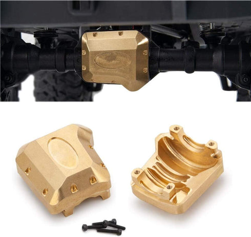RCLions 2pcs Brass Diff Cover, Heavy Duty Front/Rear Axles Housing Cover for TRX4 T4 Upgrades, 1/10 RC Crawler