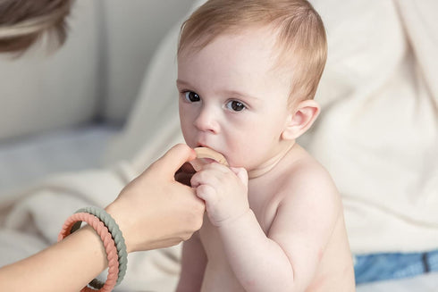 Socub Silicone Baby Teether Toy - 4 Pack BPA Free Soft Teether Bracelets for 3+ Month Babies