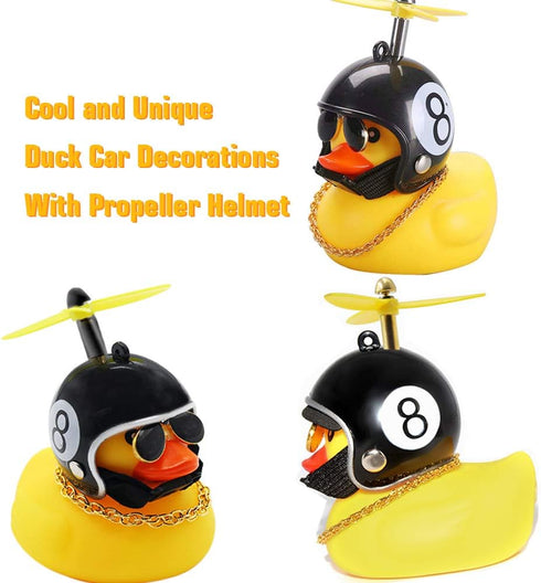 wonuu Car Duck, Rubber Duck Car Decorations, Dashboard 2-Pack Small Duck Ornaments with Propellers and Glasses