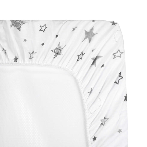American Baby Company 100% Natural Cotton Fitted Pack and Play Sheet 39" x 27" for Playpen, Super Stars
