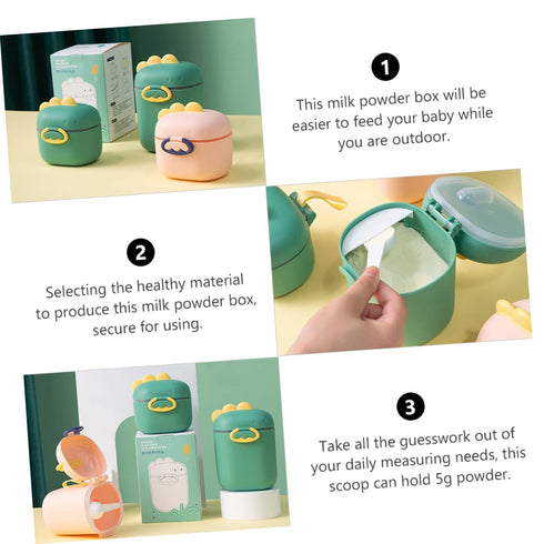 VICASKY Large Capacity Dinosaur Baby Milk Powder Dispenser Airtight Seal Travel-Friendly Holder Waterproof Baby Food