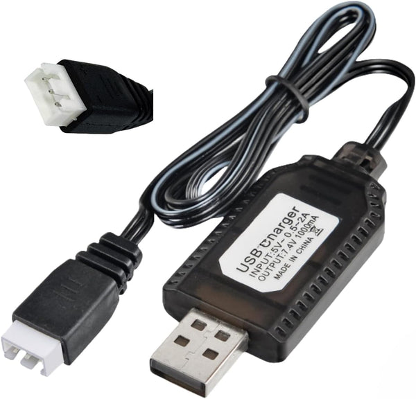 BaiWeiDun 7.4V USB Charger Cable with XH-3Pin Plug Universal Compatible RC Car RC