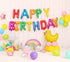 Rainbow Happy Birthday Balloons Banner, 16 Inch Mylar Foil Letters, Reusable Party Decorations