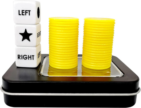 Left Right Center Dice Game Prime Set with 3 Dice + 40 Chips (Yellow).