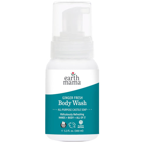 Earth Mama Ginger Fresh Foaming Hand Soap and All Purpose Body Wash for Sensitive