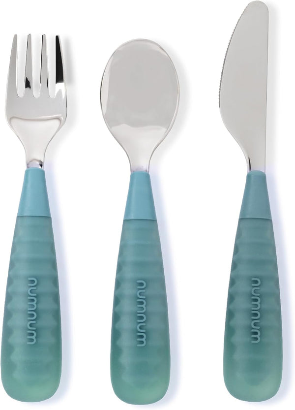 NumNum Toddler Utensils - Pre-Spoon, Fork, Spoon & Knife GOOtensils, 4th Stage Silverware Feeding Kids Aged 2+ Years,