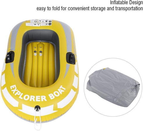 Inflatable Kayak Canoe Portable Boat for 1 Person, Air Rowing Boat for Swimming Pool and Lake Fishing Yellow