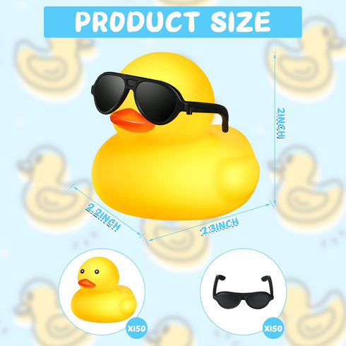 150 Pcs Yellow Mini Rubber Ducks in Bulk with Sunglasses, Christmas Duck Gifts for Baby Shower & Birthday Party
