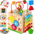 Batlofty Wooden Activity Cube, 8-in-1 Montessori Toys for 1 2 Year Old
