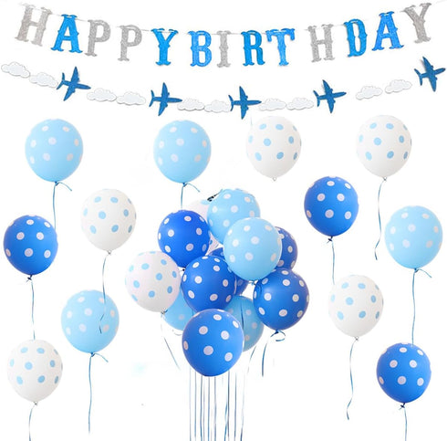 Airplane Birthday Decorations, Airplane Balloons and Birthday Banner for Boys Party Supplies