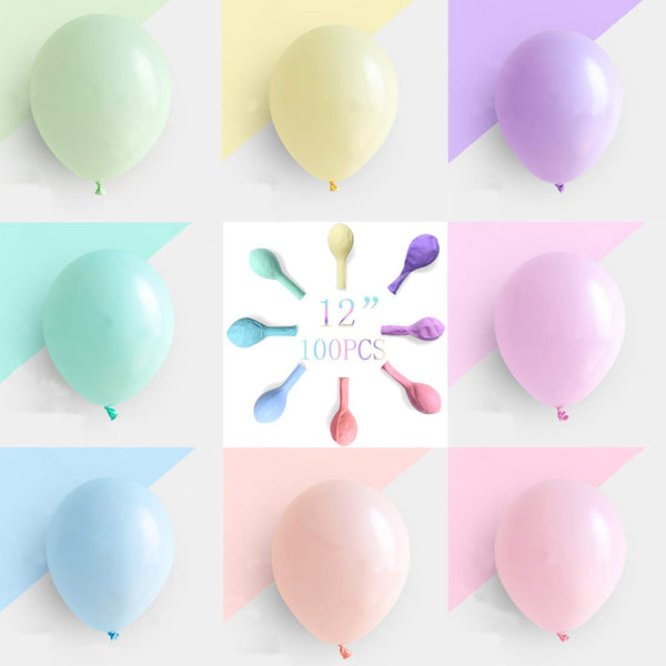 Pastel Party Balloons - 12 inches Assorted Color Birthday Balloons, 100pcs for Kid's Baby Shower