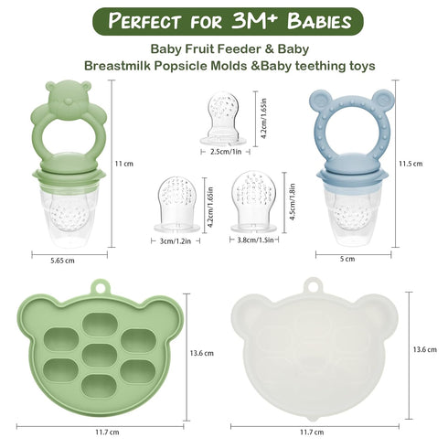 (6 Pack), Baby Breastmilk Popsicle Molds & Baby Fruit Feeder WAJIAYON Infant Food Freezer Tray Storage Containers
