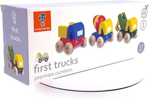 Orange Tree Toys First Trucks | Hand Painted Colorful Wooden Toy for Toddlers Age 12m+, Sustainably Made, Set of 3
