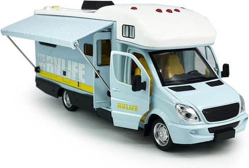 3 4 5 6 7 8 Toy Camper RV Motorhome Toys for Boys Girls Diecast Metal Vehicle Pretend Play Pull Back Model Car Doors