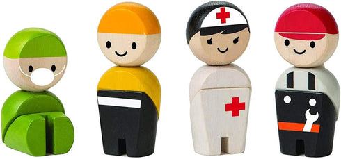 Set Community Set PlanToys Rescue Crew Wooden Montessori Imaginative and Creative Play | Language Development, Social