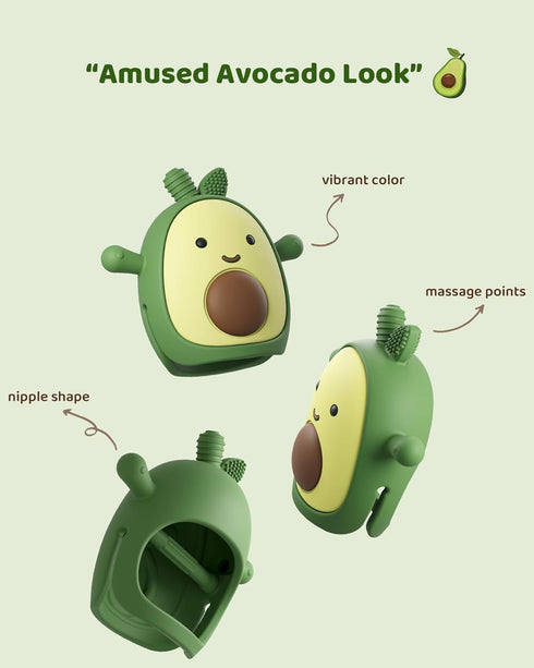 3 ChooKaChoo Baby Teething Toy Silicone Avocado Teething Mitten for Babies Over Months Anti Dropping Wrist Hand