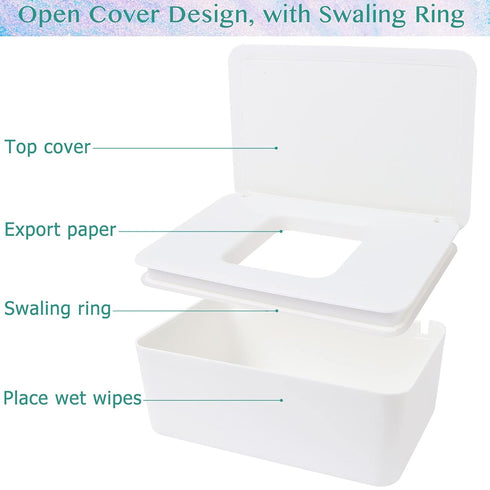 MIKIMIQI 2 Pack Wet Wipes Storage Box, Wipes Dispenser Holder Tissue Storage Boxes Case with Lid Diaper Wipes Dispenser