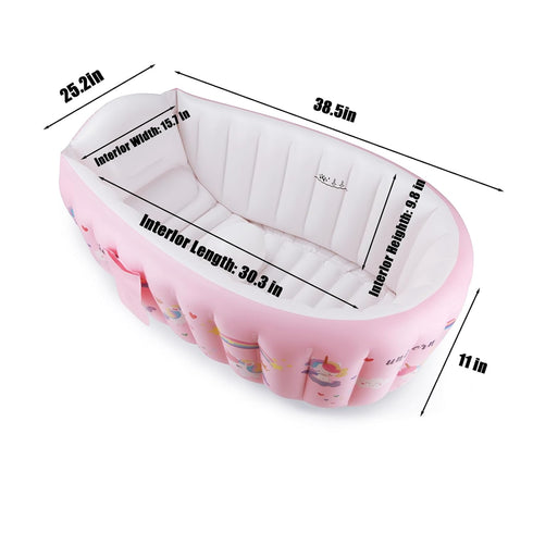 Swimming PandaEar Baby Inflatable Bathtub, Portable Travel Baby Infant Bath Tub Toddler Bathtub with Air Pump, Foldable