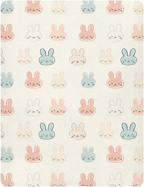 SUABO Rabbit Face Pattern Crib Sheets Stretchy Portable Sheets for Baby Toddler Breathable Soft Crib Mattress Sheet