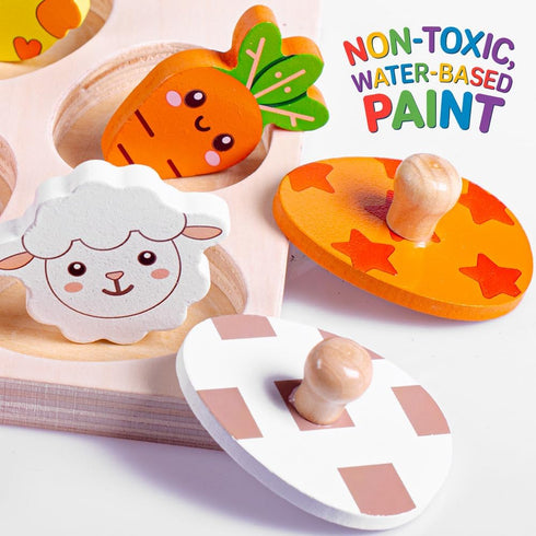 Waybla 1-3 Easter Basket Stuffers - Easter-Themed Wooden Peg Puzzle for Toddlers Years, Montessori Educational Toy
