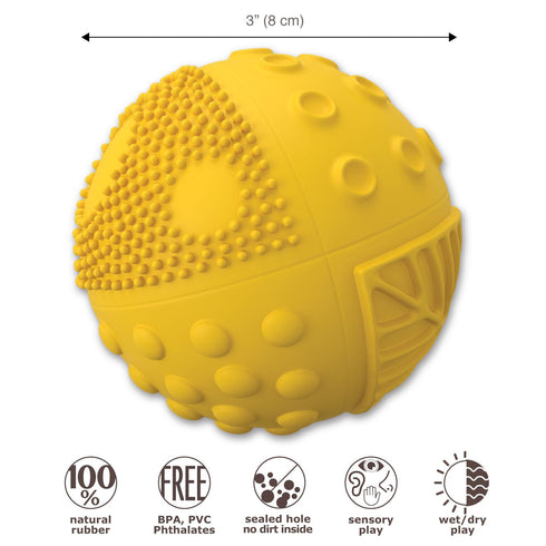 caaocho Pure Natural Rubber Sensory Ball Sunshine 3" - BPA Free Baby Toy for Sensory Development, Perfect Bouncer