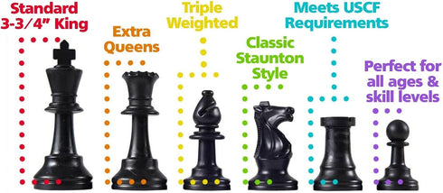 Heavy Tournament Triple Weighted Chess Pieces
