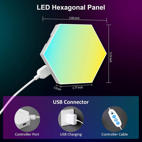 8 Pack OJQ Hexagon Lights Wall RGB Panel - Hexagonal Led Lights Room Decor Wall Lights Gifts for Men/Women Honeycomb