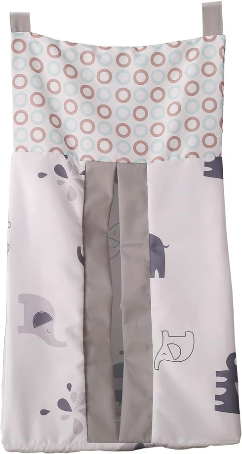 CribMATE Gray Elephant Diaper Bag Nursery Crib Hanging Diaper Organizer for Elephant Colletction